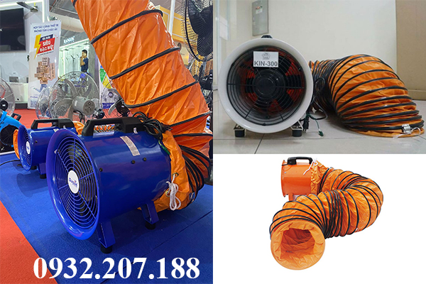 Ống gió mềm phi 300 - ống gió vải bạt simili D300 2 Ống gió mềm D300 kèm quạt hút