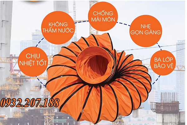 Ống gió mềm phi 200 - ống gió simili D200 2 ống gió mềm phi 200