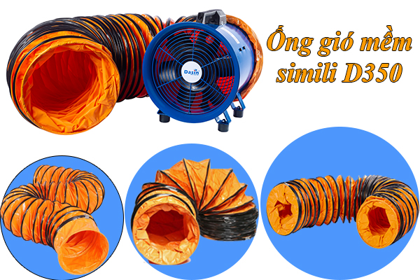 Ống gió mềm D350 - Ống gió vải simili 350 2 Ống gió mềm simili D350
